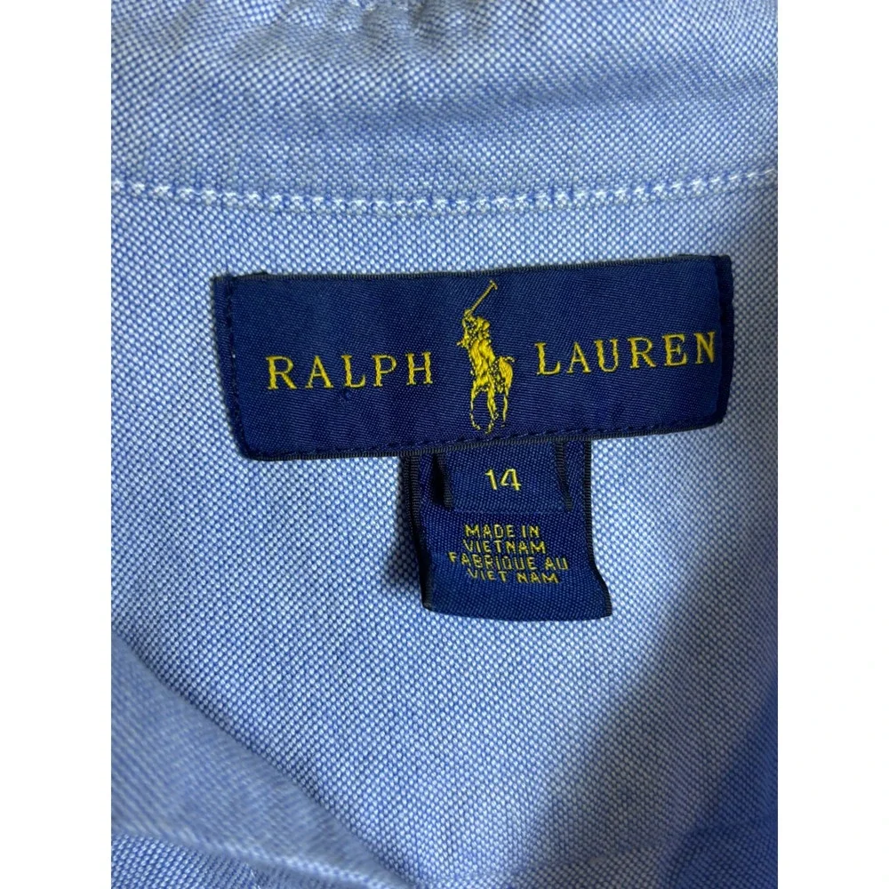 Ralph Lauren Boys 14 Oxford Button Down Shirt Blue Pony Cotton Preppy School